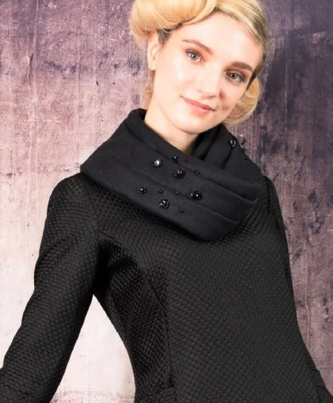 手織り風シルクビーズ刺繍ストール/Onyx