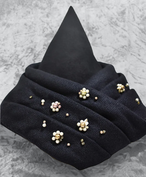 手織り風シルクビーズ刺繍ストール/Mother of pearl