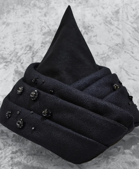 手織り風シルクビーズ刺繍ストール/Onyx