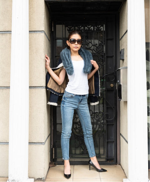 ウールシルク起毛 ストール / Blue Ocean