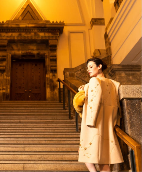 ウールシルク起毛 ストール / Camel Gold