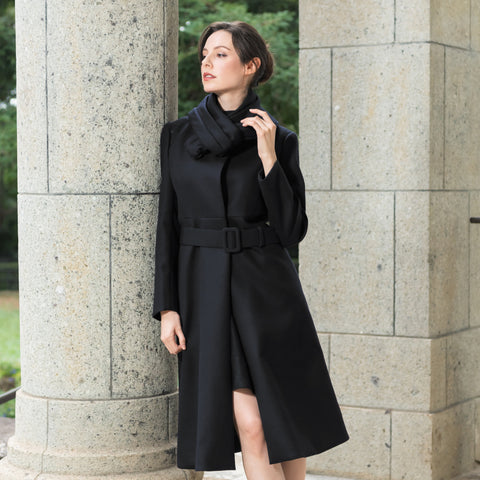 カシミアウール ストール /Black