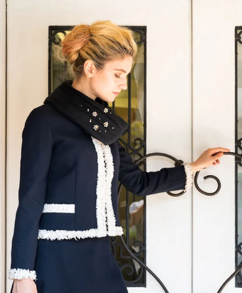 手織り風シルクビーズ刺繍ストール/Mother of pearl