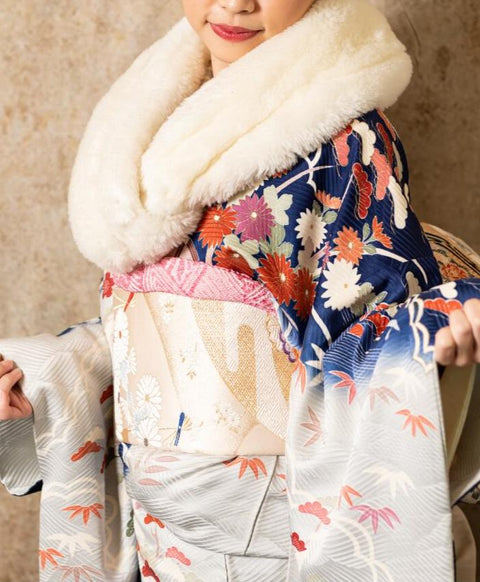 ウールシルク起毛 ストール / Milky White