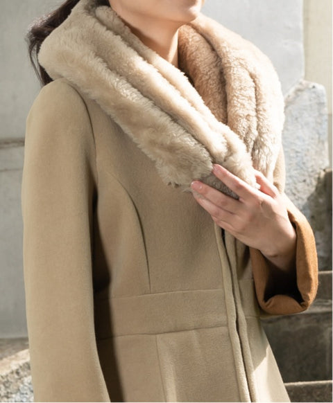 ウールシルク起毛 ストール / Grayish