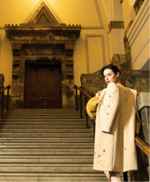 ウールシルク起毛 ストール / Camel Gold