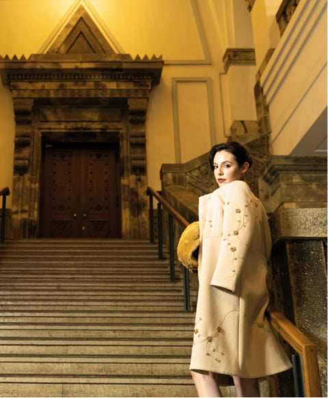 ウールシルク起毛 ストール / Camel Gold